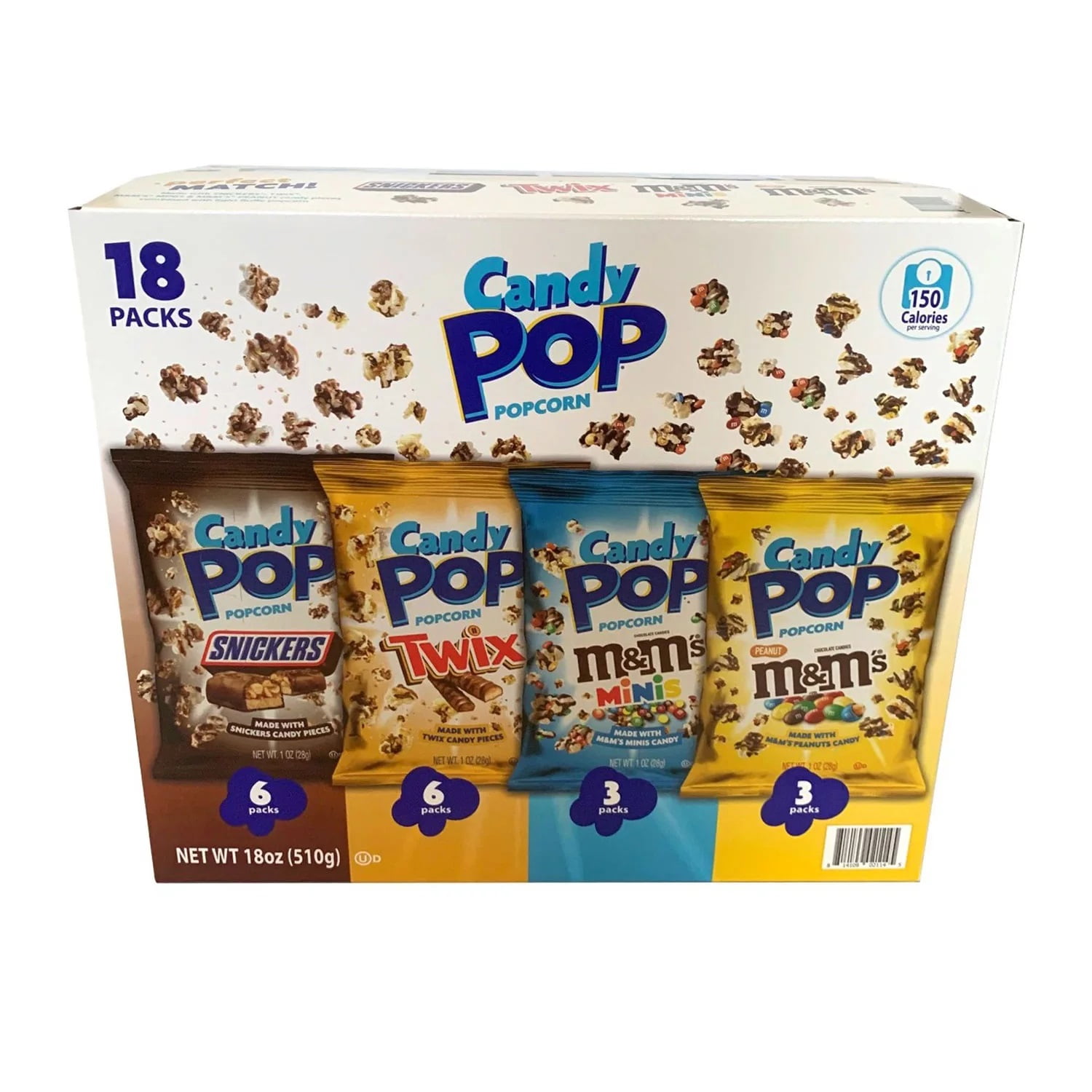 Snack Pop Candy Pop Popcorn Variety Pack, 1 Ounce (Pack of 18