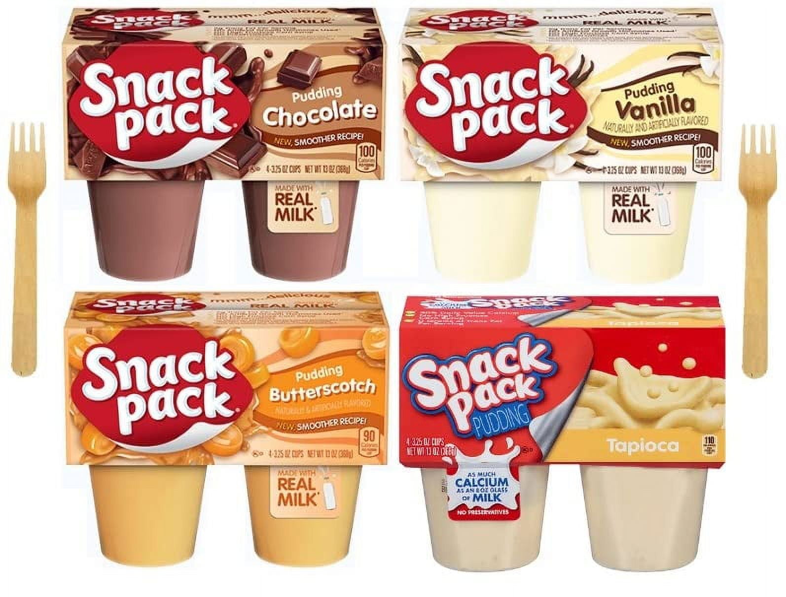 Snack Pudding Variety Pack, Chocolate, Vanilla, Butterscotch, and ...