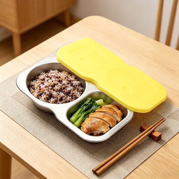 Snack Sauce Dip Storage Container, Stainless Steel Bento Box, Leak Proof Silicone Lid Reusable Lunch Box for Office Travel Meal Prep