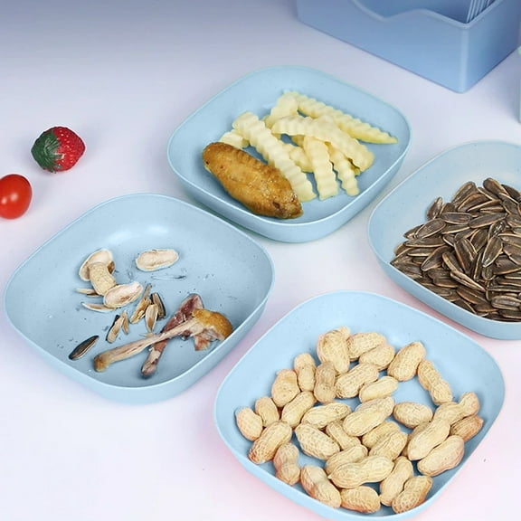 Snack Serving Set, Japanese Style Straw Design Plates, Stackable and Easy to Clean Dining Tableware, for Entertaining Guests at Home, Hosts and Home Cooks