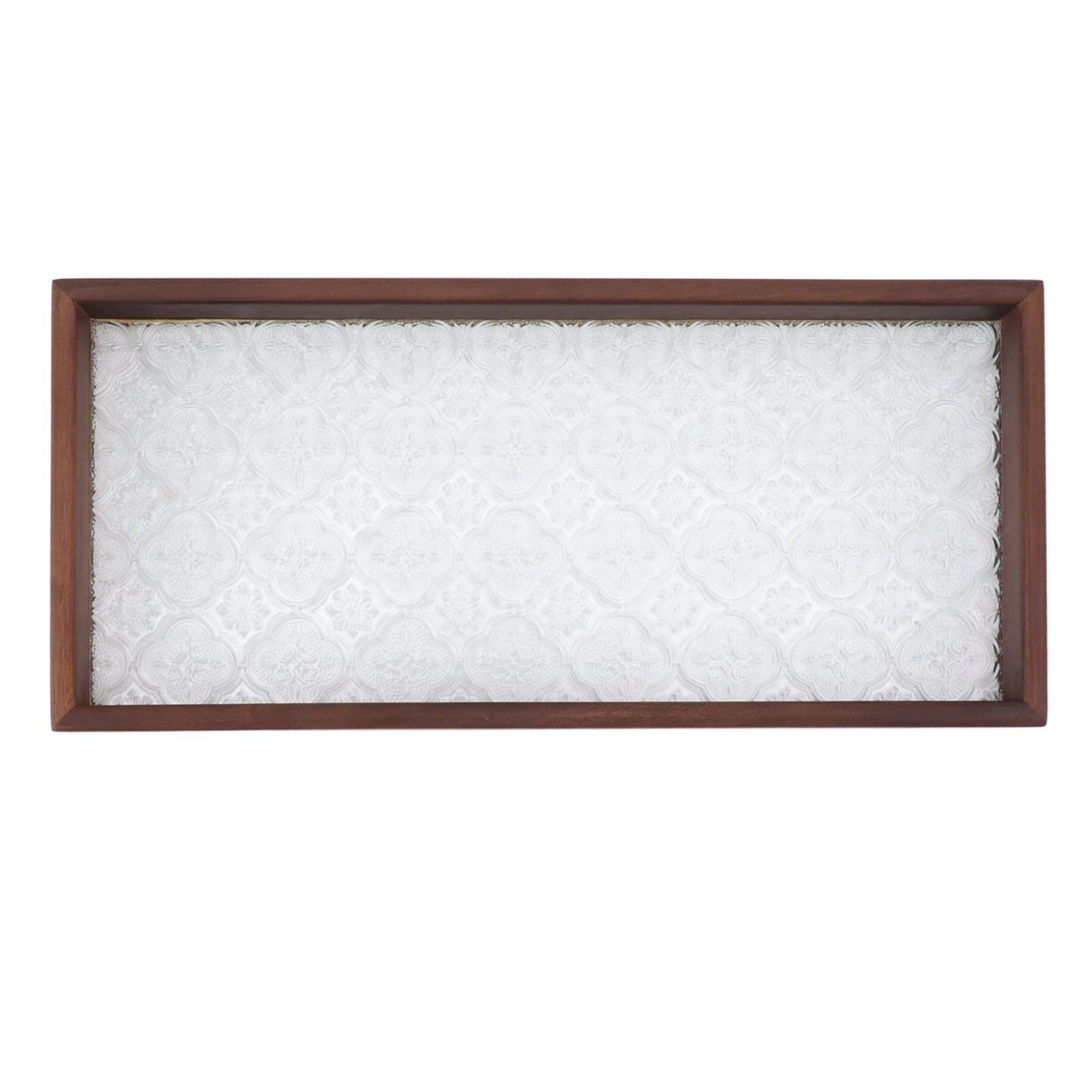 Snack Serving Tray, Beautiful Walnut Glass Rectangle Tea Tray Practical