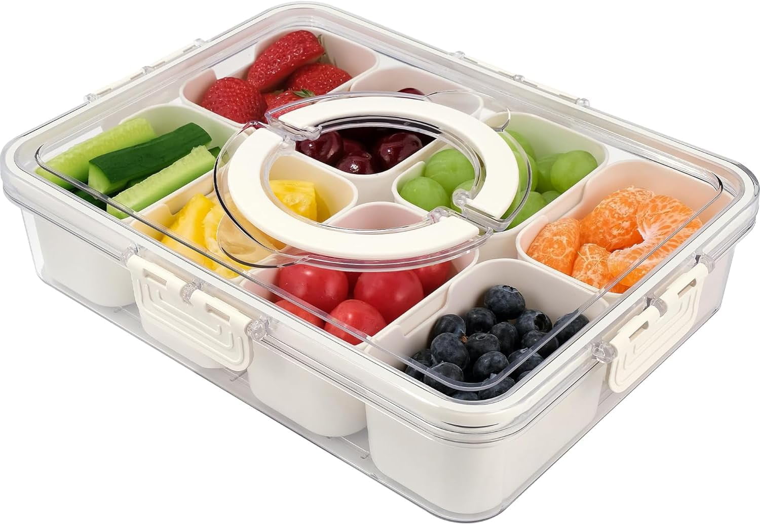 Snack Serving Tray with Lid and Handle, Portable Charcuterie Container
