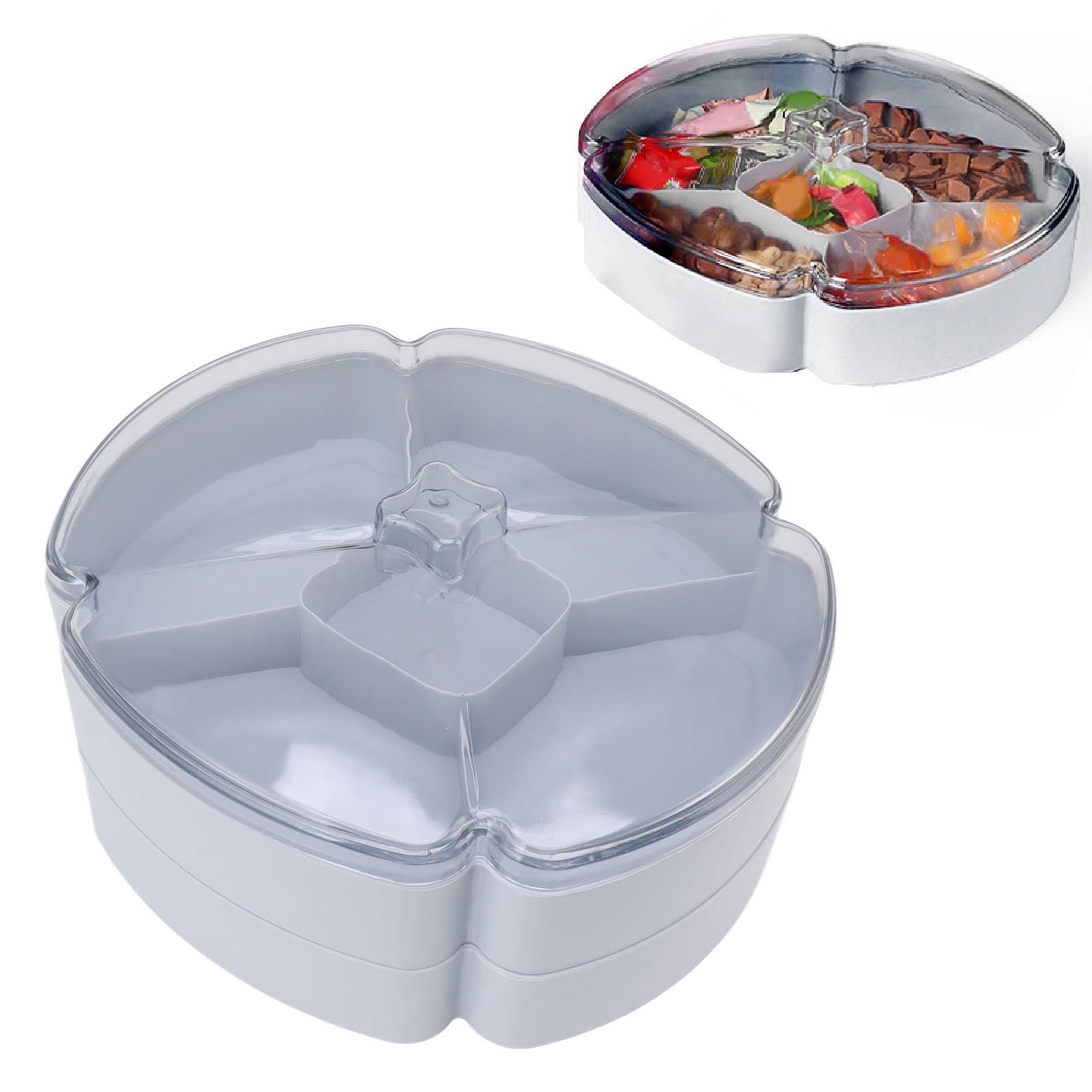 Snack Serving Tray, Plastic Divided Serving Tray Double Layer Divided