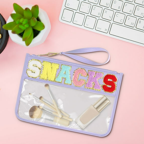 Snack Storage Bag, Travel Organizer, Waterproof Zipper Bag for Cosmetics and toiletries, Portable Handheld Makeup Bag, Clear and Compact Travel Accessory