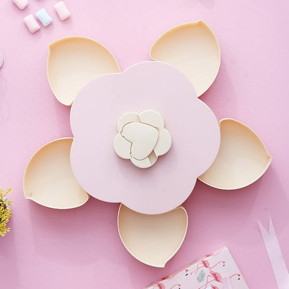 Snack Storage Box, Rotating Fruit Tray, Candy Organizer, Plastic Snack Bowl, Flower Shaped Storage Box, Dried Fruit Container, Rotating Snack Holder, Multi Compartment Snack Tray, Home Food Storage