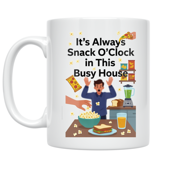 Snack Time Design - Busy Parents - 11 oz Ceramic Coffee Mug