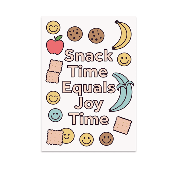 Snack Time Equals Joy Time - Minimalist Children's Decor - 13x19 Poster Print