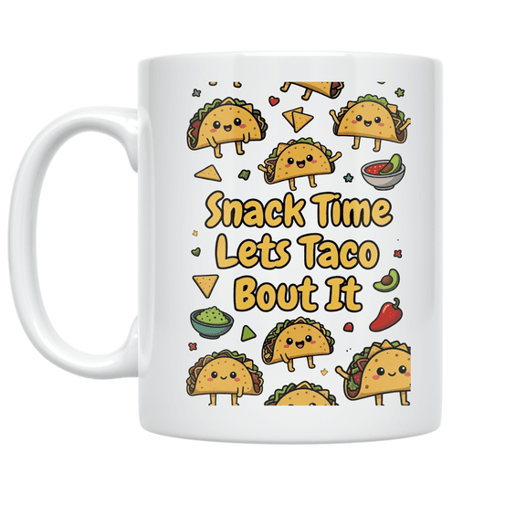 Snack Time Lets Taco Bout It - Food Humor Enthusiast - 11 oz Ceramic Coffee Mug