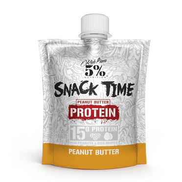 5% Nutrition Rich Piana Snack Time, High Protein Squeezable Pouches, Peanut & Egg White Blend (Peanut Butter)