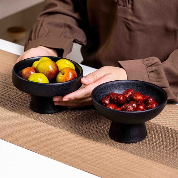 Snack Tray, Black Serving Tray for Coffee Table, Small Snack Bowl for Candy Nuts Fruit, Mini Plate for Living Room Decor, Lightweight Plastic Tray, Versatile Home Organizer