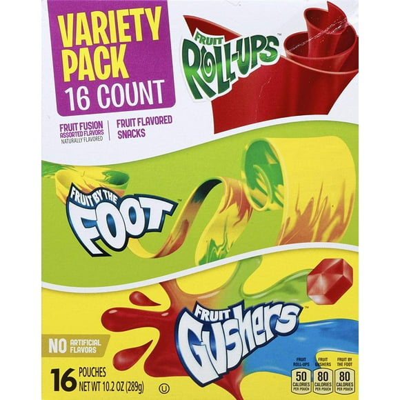 Snack Variety Pack, Fruit Roll-Ups, Fruit by the Foot & Gushers