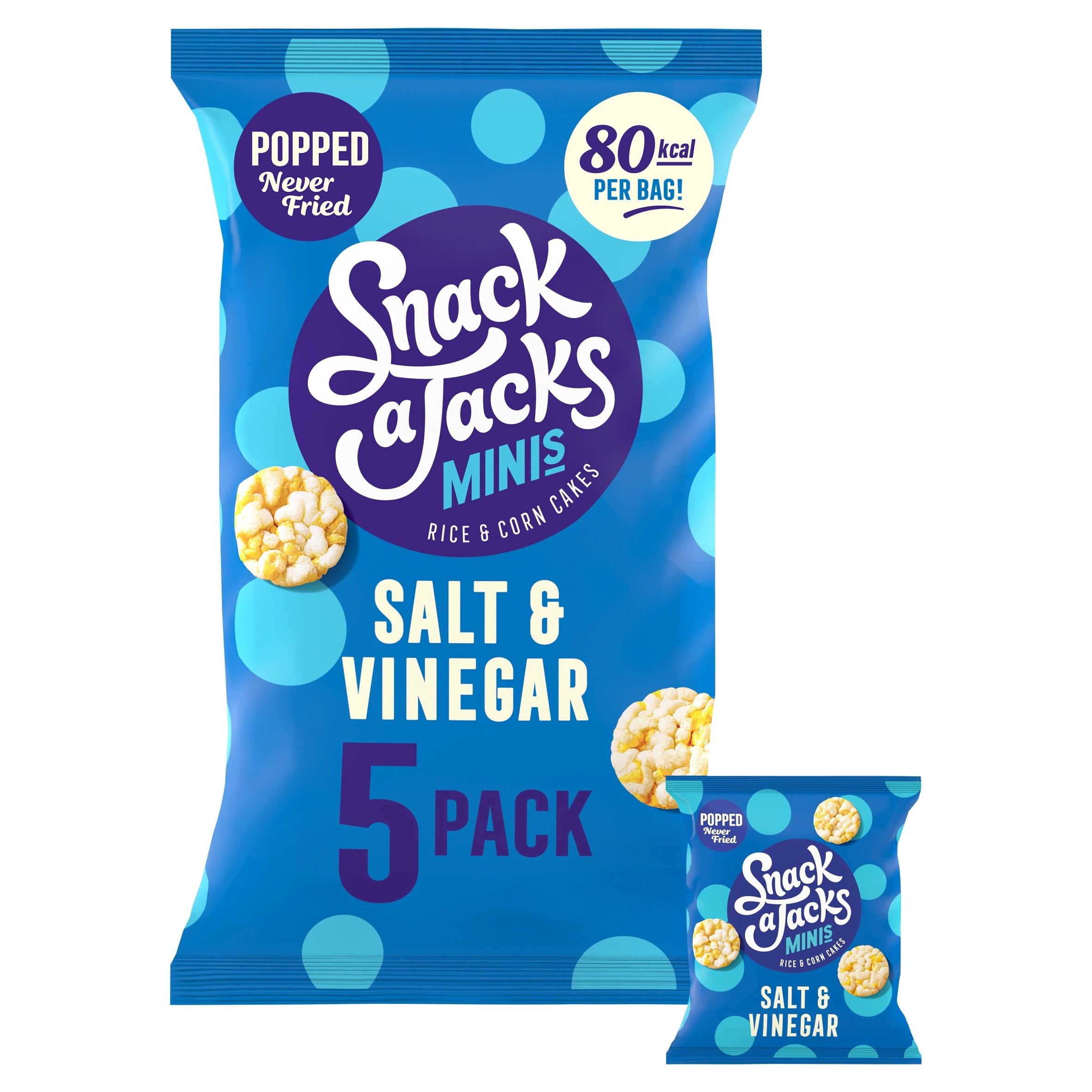 Snack a Jacks Salt & Vinegar Rice Cakes Multipack Snacks 5x19g, Imported from Britain