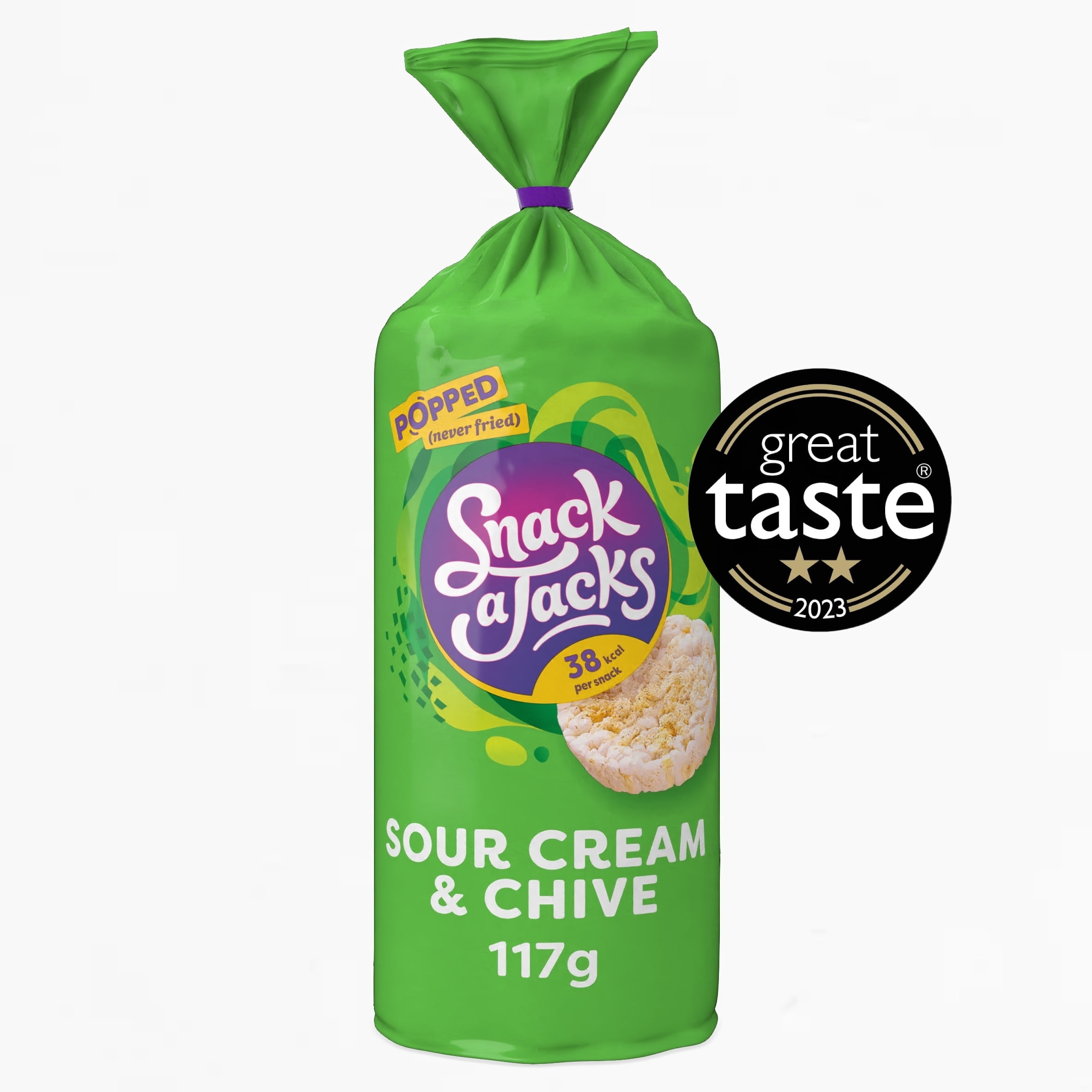 Snack a Jacks Sour Cream & Chive Jumbo Rice Cakes 117g, Imported from Britain