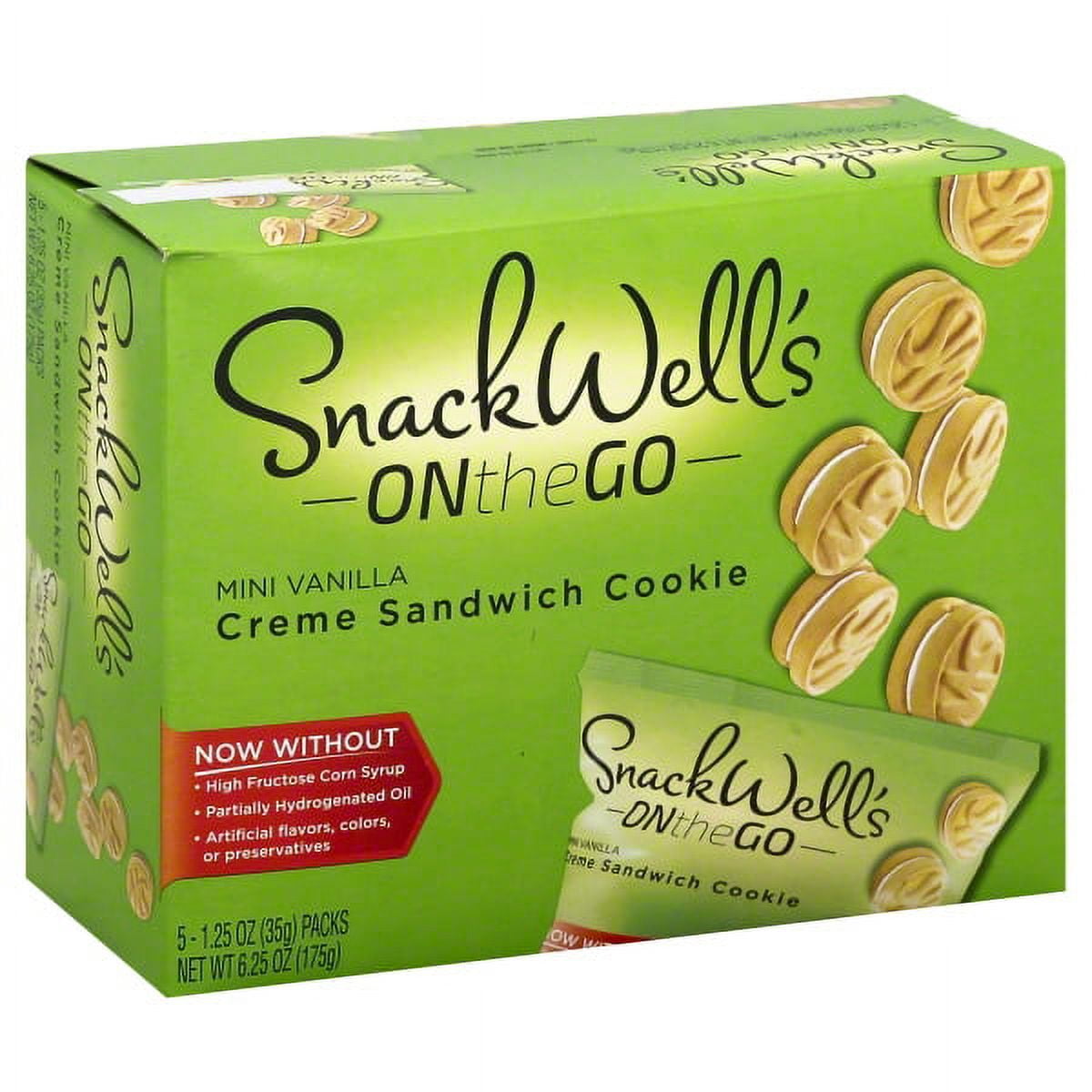 SnackWell's Minis Mini Vanilla Creme Sandwich Cookies, 1.25 oz, 5 packs