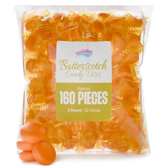 Snackathon Butterscotch Hard Candy, Individually Wrapped Discs, 2 lb (160 Pieces)