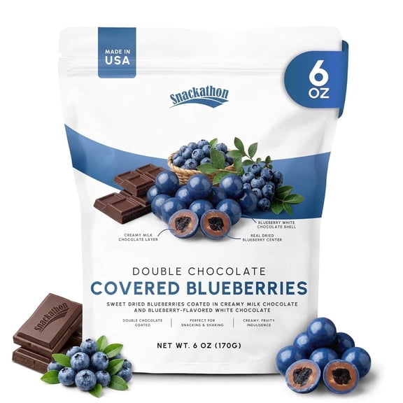 Snackathon Chocolate Covered Blueberries, Double Chocolate, 6 Ounce