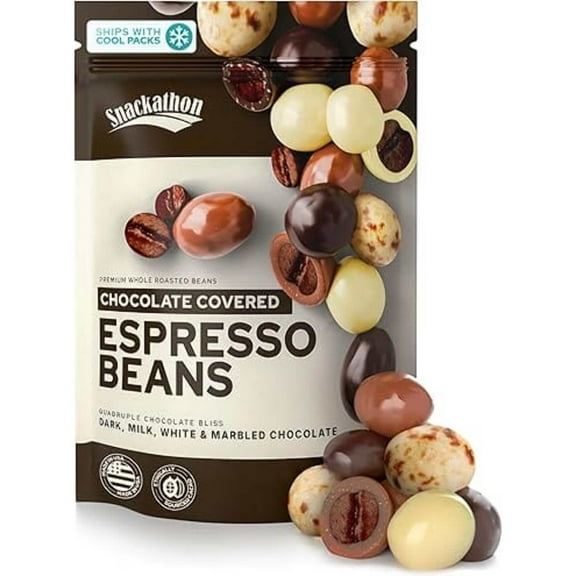 Snackathon Chocolate Covered Espresso Beans, 4 Chocolate Blend, 1 lb
