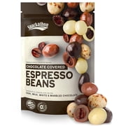Snackathon Chocolate Covered Espresso Beans, 4 Chocolate Blend (Dark, Milk, White, Marbled), 1 Pound