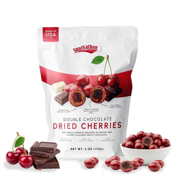 Snackathon Double Chocolate Covered Cherries, 6 OZ Resealable Bag