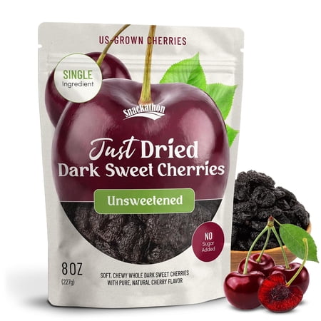 Snackathon Unsweetened Dried Dark Sweet Cherries, 8 oz, No Sugar Added