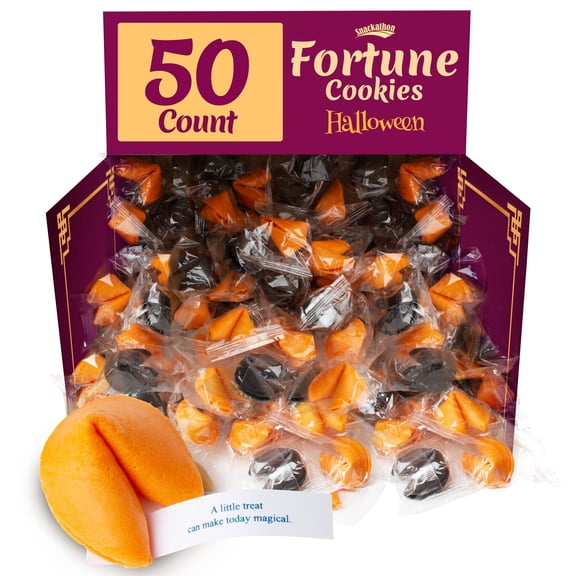 Snackathon Halloween Fortune Cookies, Bulk 50 Count, Individually Wrapped