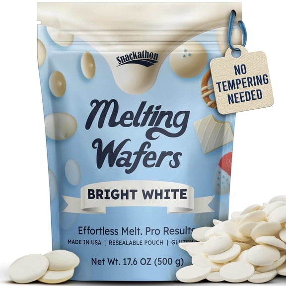 Snackathon Melting Wafers, Bright White Compound Chocolate Coating, 17.6 OZ Resealable Bulk Bag
