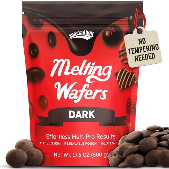 Snackathon Dark Chocolate Melting Wafers, Compound Coating, 17.6 oz Resealable Bag