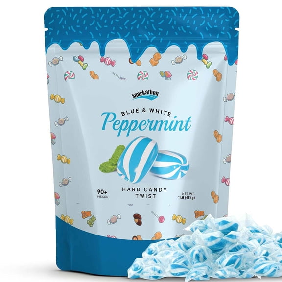 Snackathon Mint Twists Candy, Light Blue White, 1 Pound