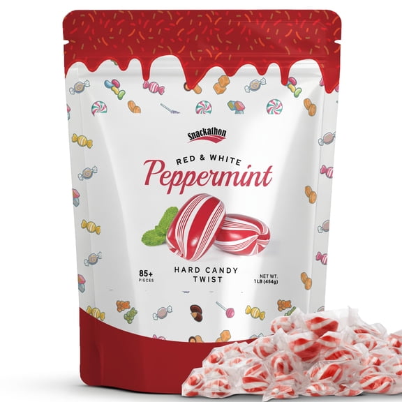 Snackathon Mint Twists Candy, Red & White, 1 Pound