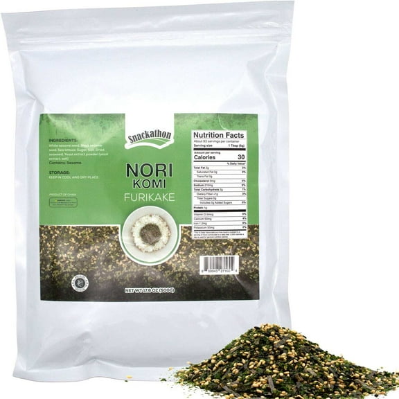Snackathon Furikake Rice Seasoning, Nori Komi Flavor, 17.6 oz Pouch