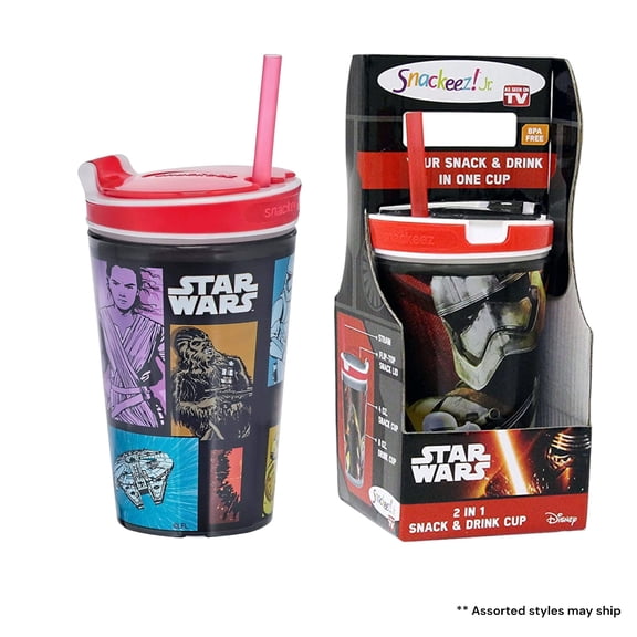 Snackeez Jr - 2-in-1 Snack & Drink Cup Star Wars 7 Movie Edition Assorted Plastic 2 Pack Multicolor