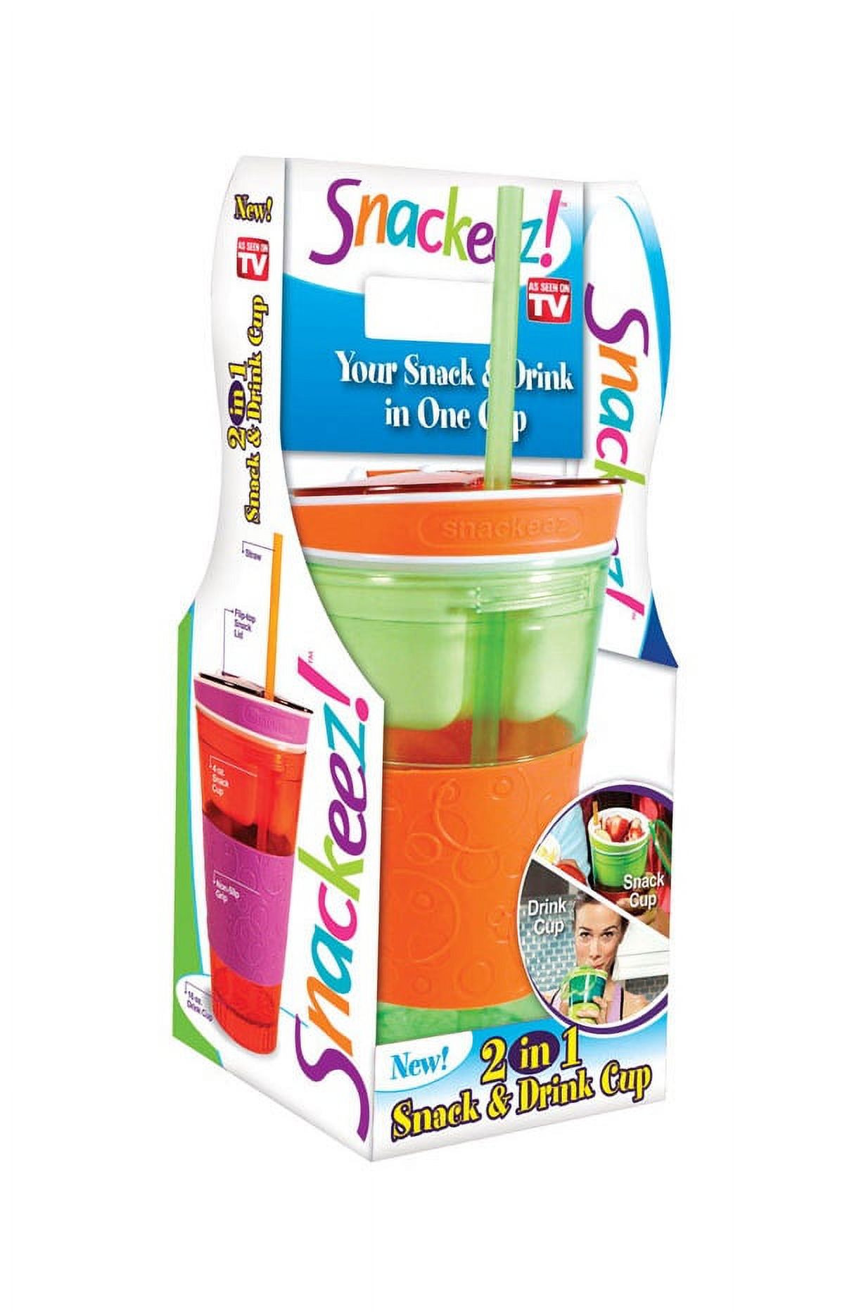 Snackeez Plastic 2 in 1 Snack & Drink Cup One Cup Assorted Colors - image 1 of 6