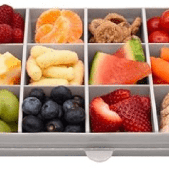 Snackle Box 12-Compartment Divided Snack Container, Food Storage, Removable Dividers, Perfect for Kids Snacks, Arts & Crafts, Beads, and Kitchen Organization (Grey)