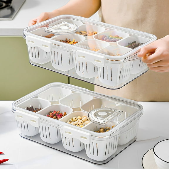 Snackle Box 8 Removable Compartments Snack Box Container Plastic Snack Tray with Lid Divided Spice Container Reusable Food Storage Container Portable Charcuterie Container for Candy Fruits Nuts Snacks