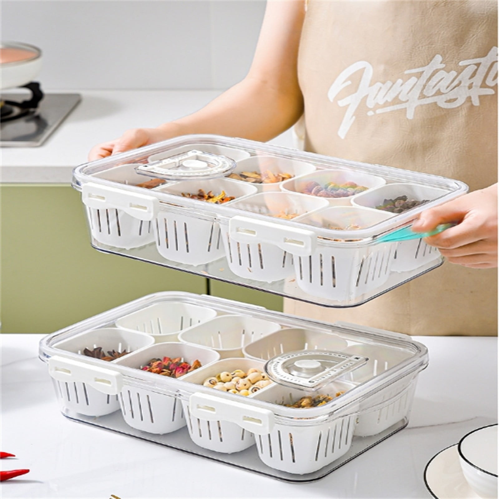 Snackle Box Charcuterie Container Divided Serving Tray With Lid And ...