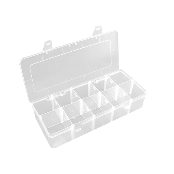 Snackle Box Container 10 Adjustble Compartment Divided Serving Tray with Lid, 5.2x3.9x1.1 Clear Organizer, Dishwasher Safe Portable Snackle Box for Party, Picnic