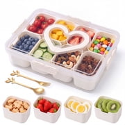 Snackle Box Container with Lid, Portable Divided Serving Tray for Charcuterie Candy Fruit & Veggie, Dishwasher Safe for Picnic Party Entertaining