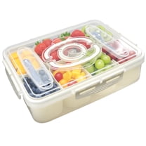 Snackle Box Container with Lid, Portable Divided Serving Tray for Charcuterie Candy Fruit & Veggie, Dishwasher Safe for Picnic Party Entertaining