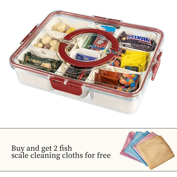 Snackle Box Container, Divided Serving Tray with Lid and Handle Snack Box, Travel Charcuterie Board with Lid Candy Organizer, Snack Organizer Veggie Tray&Fruit Tray