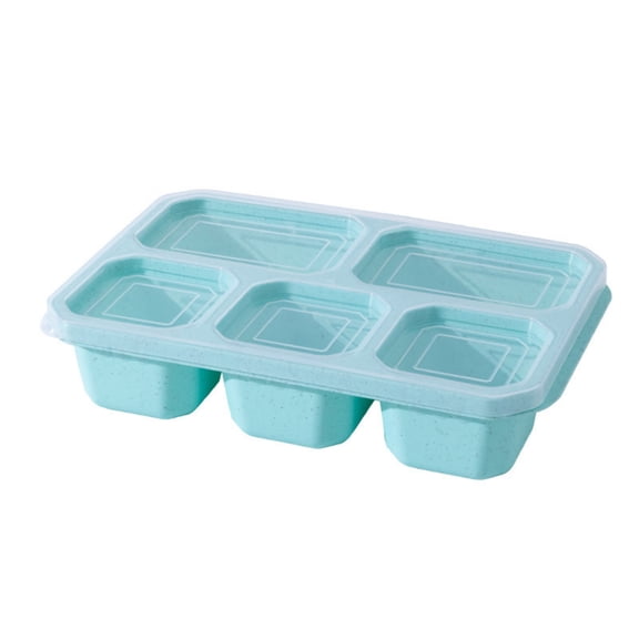 Snackle Box Container with Lid, 5 Compartment Divided Snack Tray, Portable Leak-Resistant Food Storage Box, Dishwasher Safe Organizer for Road Trips, Picnics, Party Serving, 1Pcs Green