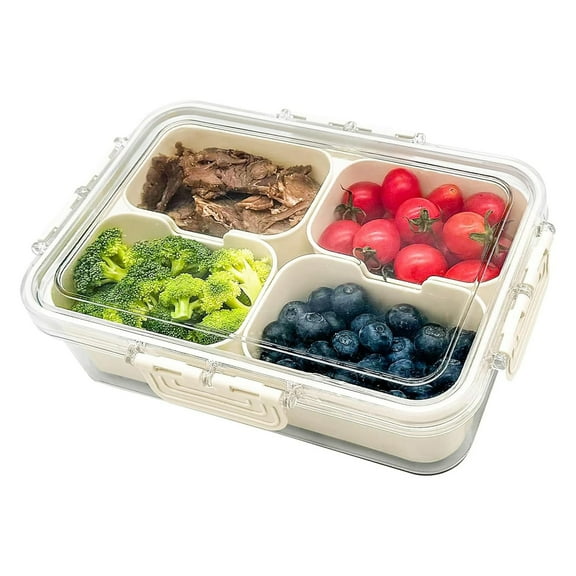 Plastic Divided Serving Tray with Lid and Handle Snack Box Charcuterie Container Portable Snack Platters Organizer for Candy, Fruits, Snacks, Nuts, for Party, Entertaining