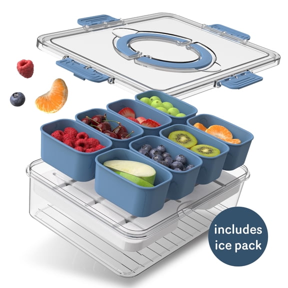 COOK WITH COLOR Snack Container with Ice Pack, Food Storage Containers, Meal Prep Containers, Blue