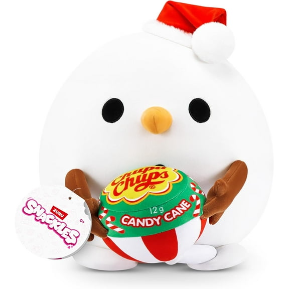 Snackles Christmas Snowman & Chupachups 14 Inch Plush by ZURU, Ultra Soft Plush, Collectible Plush with Real Licensed Brands, Stuffed Animal, Giftable, Holiday