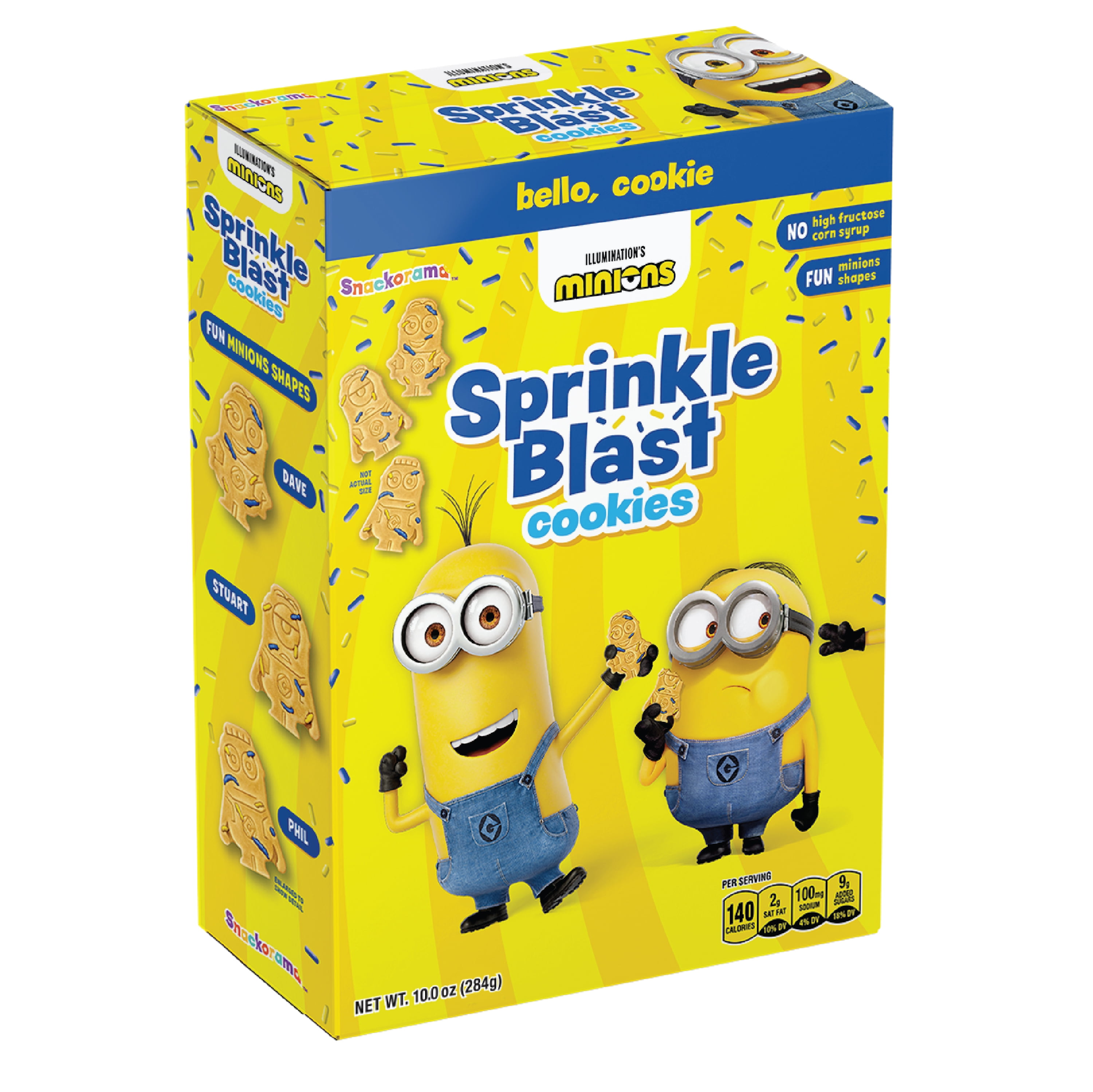 Snackorama Minions Sprinkle Blast Baked Cookies, Vanilla Flavor with Sprinkles, 10 oz Box (Shelf-Stable)