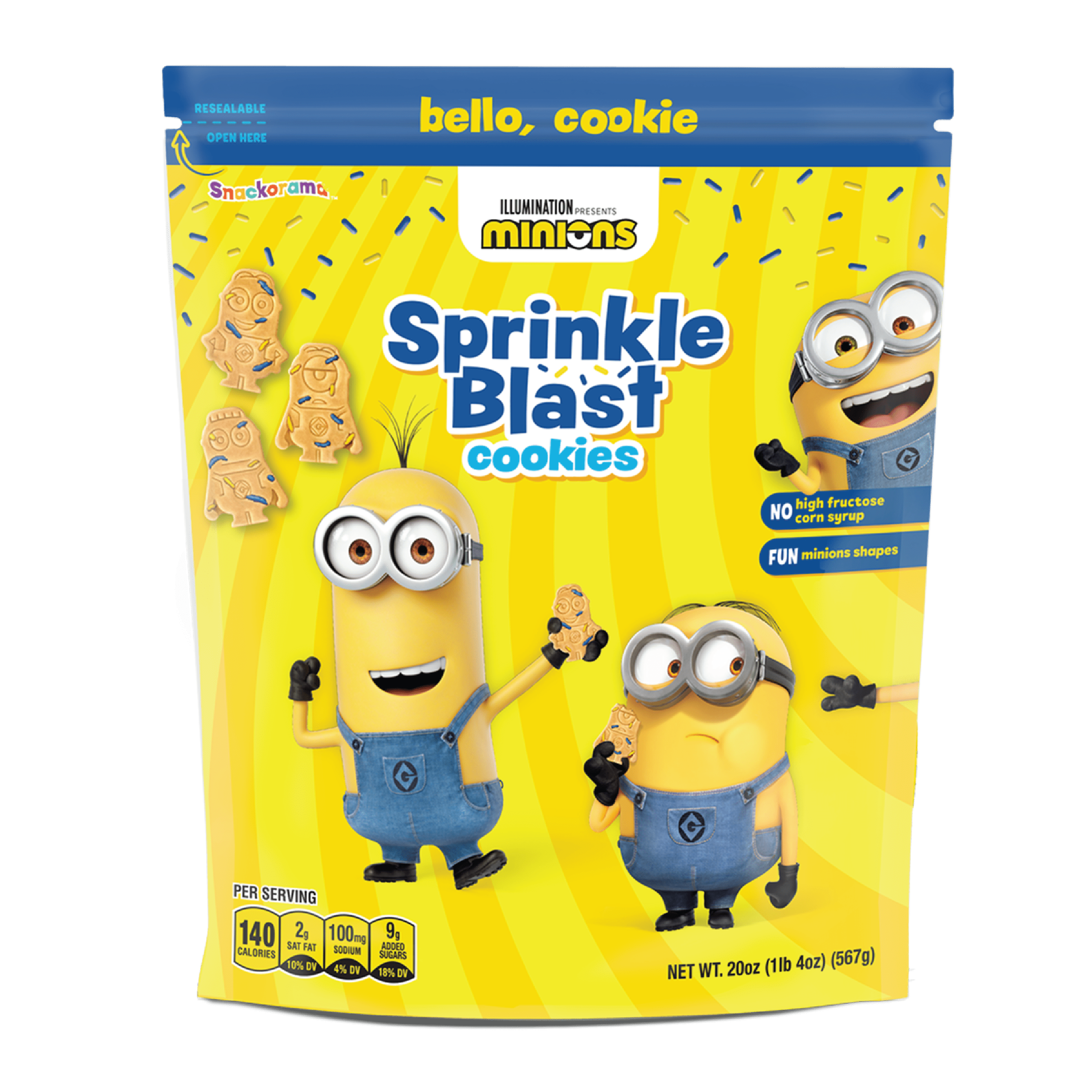 Snackorama Minions Sprinkle Blast Cookies, Vanilla Flavor with sprinkles, 20 oz Bag (Shelf-Stable)