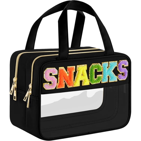 Snacks Bag for Travel,Happon Snack Bag Pouch,Clear Zipper Pouch, Snacks Bag Pouch,Clear Cosmetic Bag,Makeup Travel Bag for Women