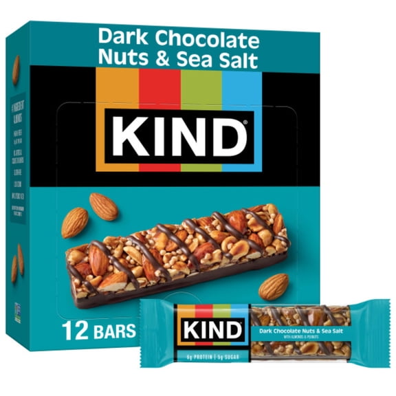 Dark Chocolate Nuts Sea Salt Gluten Free Low Sugar High Fiber Protein Kind Healt... Snacks Bars 6G