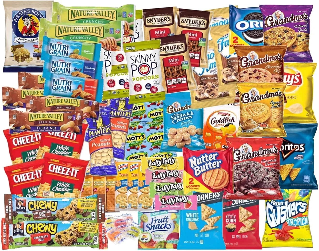 Fun Flavors Box Nut Free Diet Healthy Snack Care Package - 45 Snacks  Variety Assortment of Chips, Cookies, Candy, Bars, Snacks Gift Box