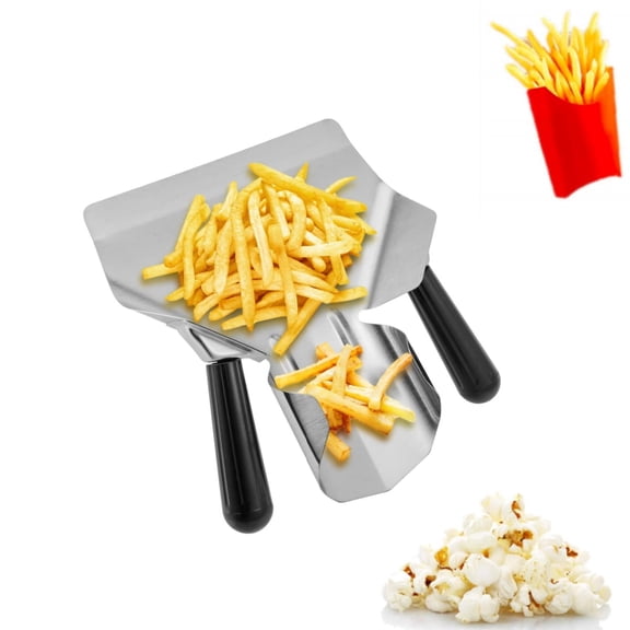 Snacks Fill Tool,Multipurpose French Fries Scooper,Reusable Double Handle Popcorn Scoop,Stainless Steel Desserts Fill Tool for Home
