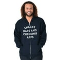 thumbnail image 1 of Snacks Naps Checking Apps Lazy Chill Unisex Fleece Graphic Zip Up Hoodie Brisco Brands 2X, 1 of 5
